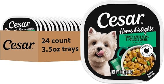 Cesar Home Delights Wet Dog Food, Turkey & Potatoes, 3.5 oz, 24 Count