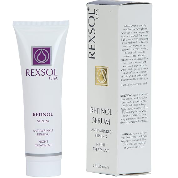 REXSOL Retinol Serum Anti wrinkle Firming | Best antioxidant serum for face | Pure Vitamin C for face, Pure Retinol Vitamin Serum | Utmost Anti Wrinkle Serum for Deep Wrinkle Treatment (2 FL OZ)