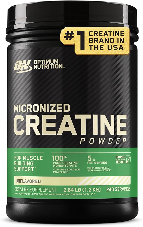 Optimum Nutrition Micronized Creatine Monohydrate Powder, Unflavored, 240 Servings, 1200 Grams Packaging May Vary