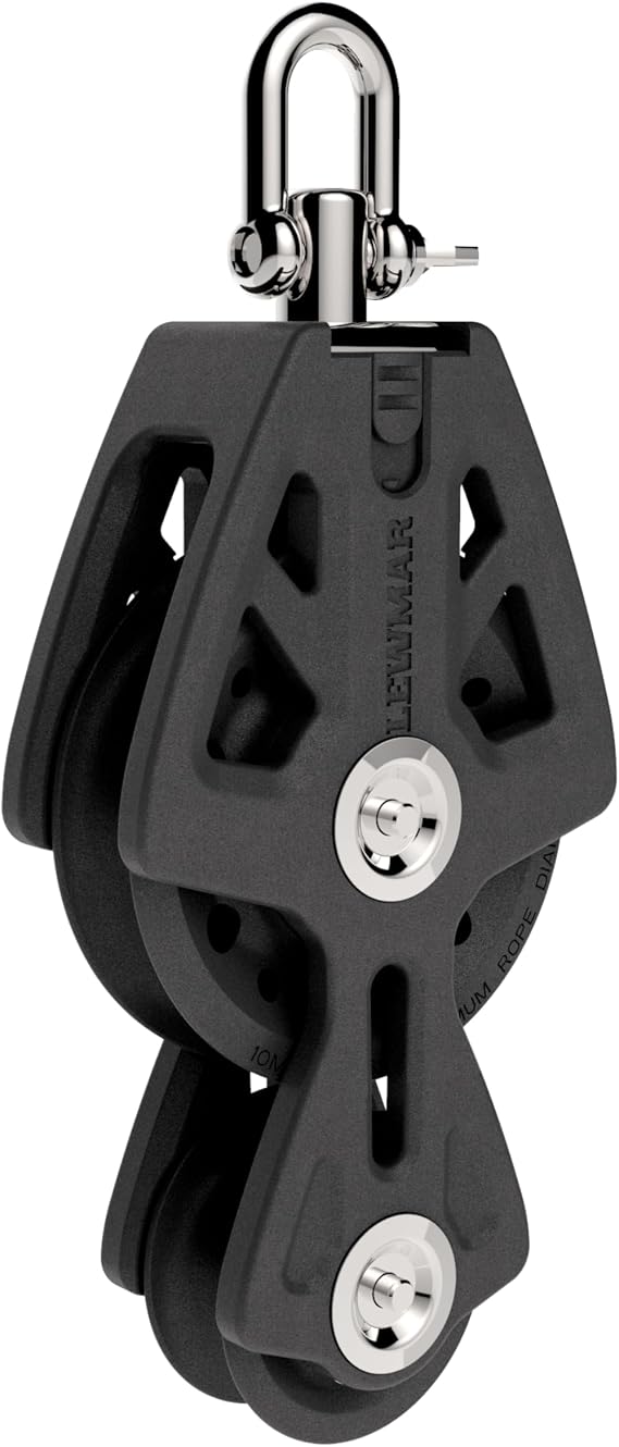 Lewmar 50mm Synchro Block Fiddle, 990 lb Working Load Limit, Accommodates 1/4" - 3/8 Lines, High-Density Free-Spin Bearing, Traveler Compatible - 29925031BK