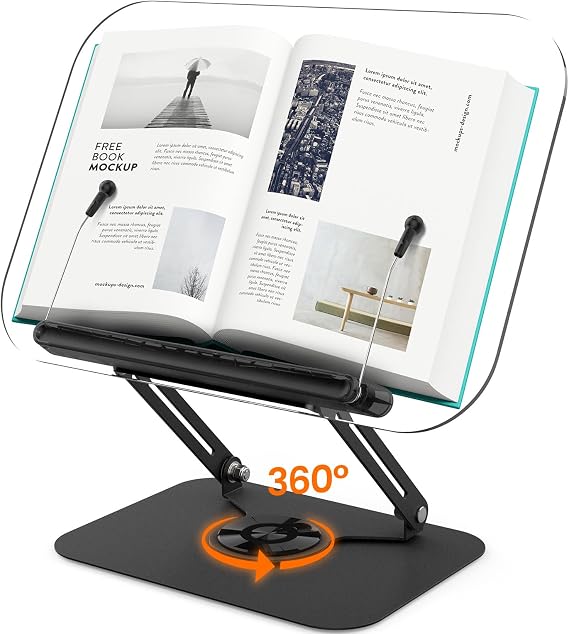 BYMECOST Acrylic Book Stand for Reading, Adjustable Book Holder,Black