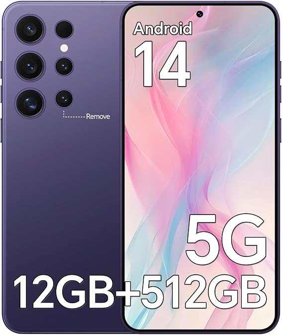 Z24 Unlocked Phones, 5G Smartphone, 12GB RAM 512GB Storage, 6.8" HD Display, 108MP+48MP Camera, 5000mAh Battery, Android 14, Face ID/Dual SIM
