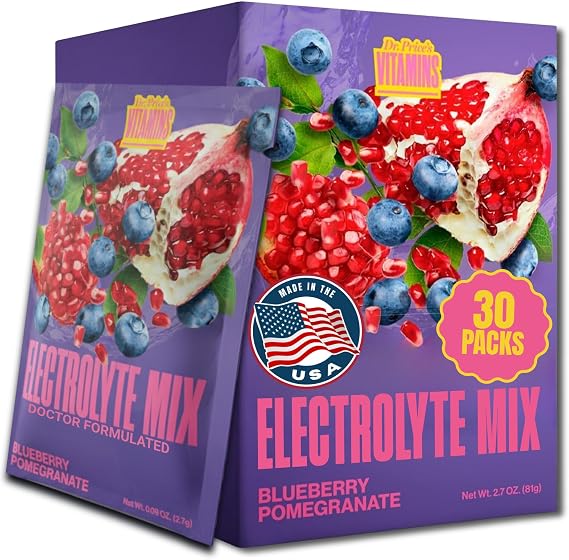Electrolyte Mix: Super Hydration Formula + Trace Minerals | NEW! Blueberry Pomegranate Flavor 30 powder packets Drink Mix | Dr. Price's Vitamins by Dr. Price's Vitamins