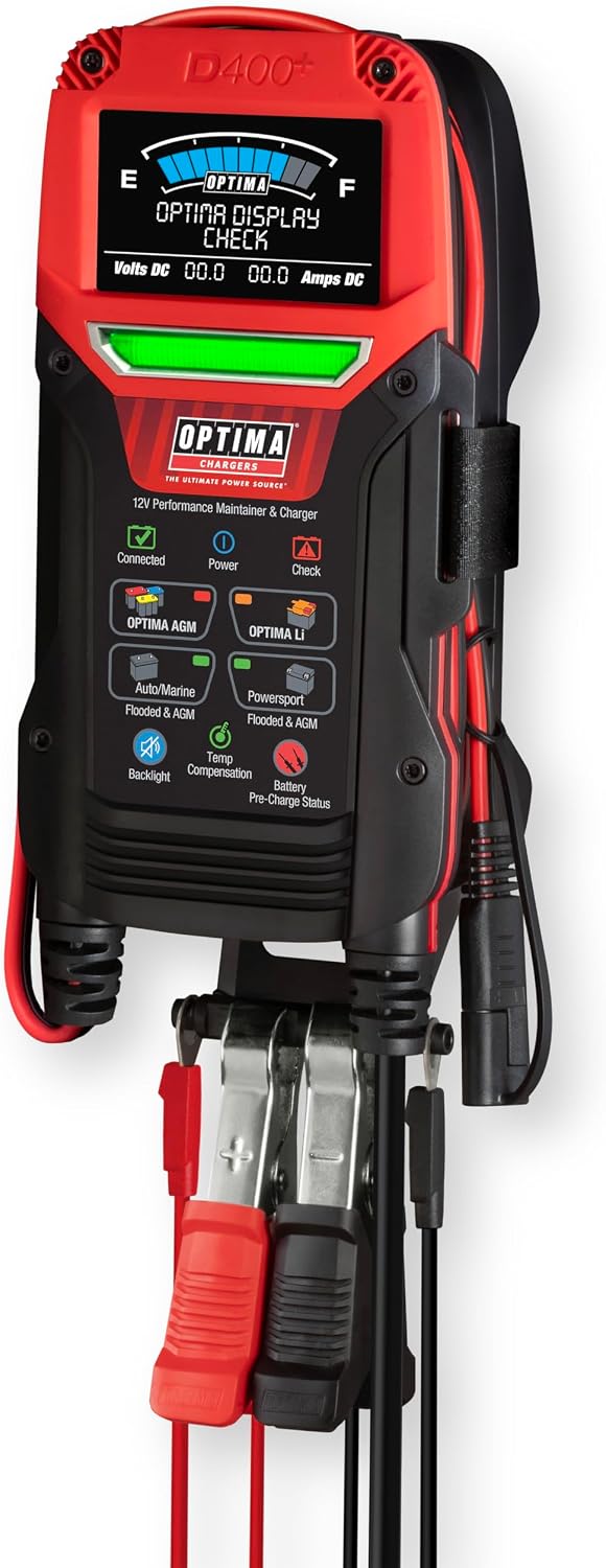 OPTIMA Battery Digital 400 12V Battery Maintenance and Charger for AGM, Lithium, Automotive, Marine, Powersport Battery