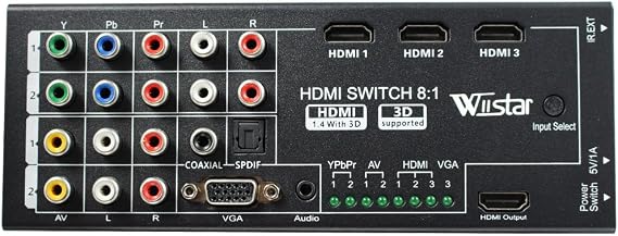 Wiistar Multi-Functional HDMI Converter Switch 8 Inputs to HDMI+COAXIAL+SPDIF Output Support 3D and Surround Sound for 1080P HDTV