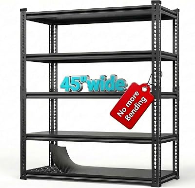 Garage Shelving Heavy Duty 3000LBS - 5-Tier Boltless Shelving Units for Garage, No Sag Garage Storage Rack for Garage BasementWarehouse 72 H45.2 W18.9 D