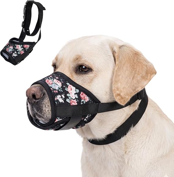 Dog Muzzle, Soft Printed Mesh Puppy Muzzle for Grooming Training