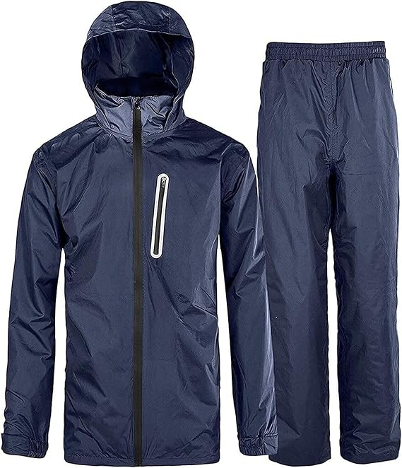 V VALANCH Rain Gear for Men Rain Coat with Reflective Chest Pocket and Waterproof Pants