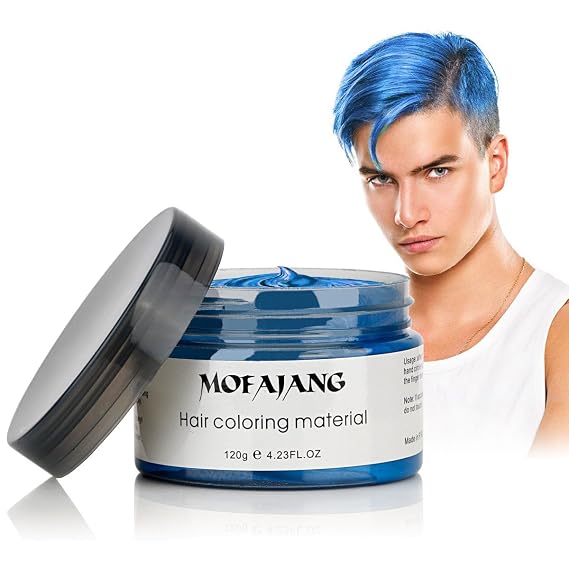 MOFAJANG Hair Coloring Wax, Blue Temporary Hairstyle Cream, Natural Hairstyle Color Pomade, Washable Hair Dye Styling Wax Cream Mud