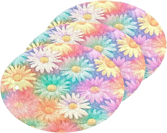 Colorful Daisies Scrub Sponges 3PCS Dish Sponges Non-Scratch Scrub Pad for Cleaning Kitchen Bathroom Household