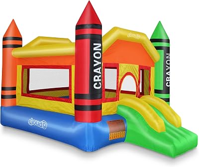 Cloud 9 Mighty Bounce House - Mini Crayon - Inflatable Kids Jumper with Blower