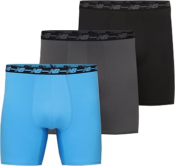 New Balance mens No Fly Performance Breathable Lightweight Moisture Wicking Underwear Boxer Brief (4 Pack)
