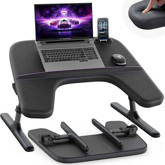 SAIJI Laptop Lap Desk for Bed & Couch with Soft Armrest, Bed Desk Table