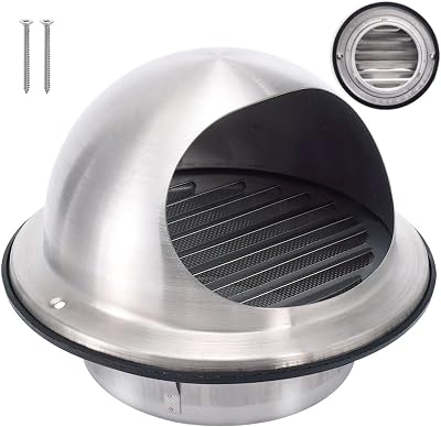 Dryer Vent Cover 6 Inch, Wall Exhaust Vent Cover Outdoor, Stainless Steel Soffit Vent with Screws and Rubber Ring, Round Grille Ventilation Cover, Roof Air Dryer Hood Cap for Wall Floor Ceiling