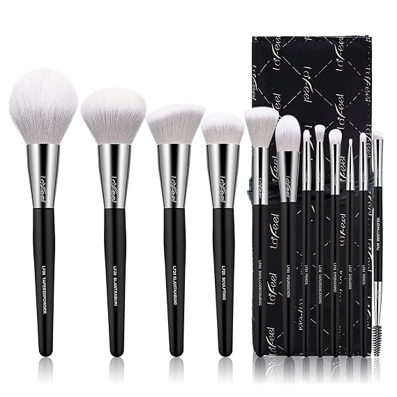Makeup Brushes Set, 12 pcs Brush Set with Makeup Brush Bag, Travel Eye Makeup Brushes set professional, Enther & LaFeel Cosmetics Foundation Concealers Powder Blush Blending Face Eye Shadows Brush