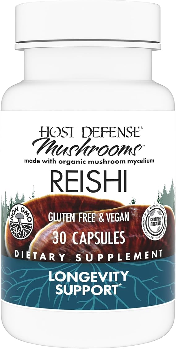 Host Defense Reishi Capsules, Heart & Immune Health Support, 30 Capsules | Heart and Immune Health Support Supplement, Mushroom Supplement to Support Energy and Vitality, 15 Servings