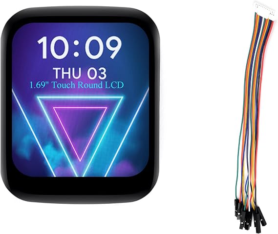 1.69inch Touch LCD Round Corner Display Module Compatible with Raspberry Pi 5/4B/3B+/3B/Zero W/WH/Zero 2 W/ESP32 S3, Micro IPS LCD 240x280 Resolution SPI and I2C Communication 262K Display Color