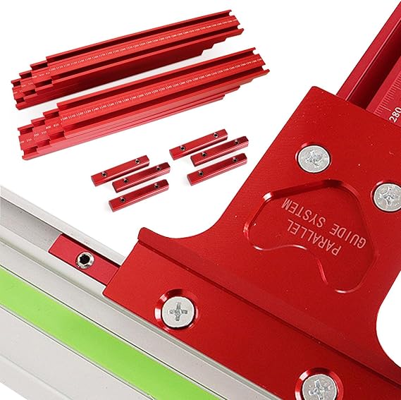 Parallel Guide Rail Set - Track Saw Guide Rail,Aluminum Alloy Parallel Guide Set Fixed Guide Rail Bracket Assistant Tool T Slot T Track Miter Truck Woodworking Saw Homechen