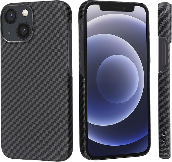 Case for iPhone 13 Mini 5.4 inch, Carbon Fiber Texture, Thin, Shockproof, Ultra Lightweight Black, Form 13, Mini, Premium Carbon Style, Smartphone Cover, Anti-Fingerprint, Full Protective Cover for iPhone 13 Mini, Black