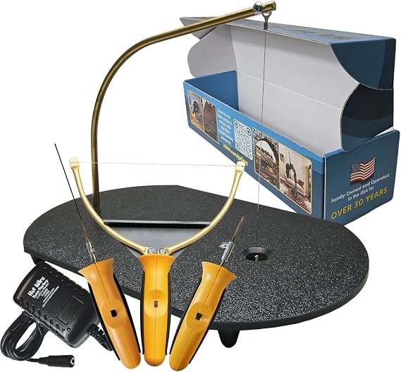 Hot Wire Foam Factory 4-in-1 Deluxe Crafters Kit, Hot Knife, Engraver, Sculpting Tool, Mini Scroll Table, Foam Cutters for Sculpting, Carving, Shaving, Shaping, USA Made