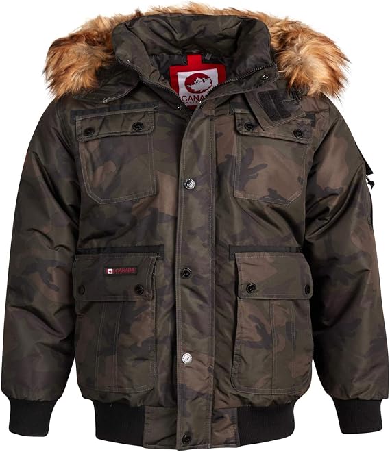 CANADA WEATHER GEAR Parka Jacket Men - Faux Fur Hood, Heavyweight Insulated