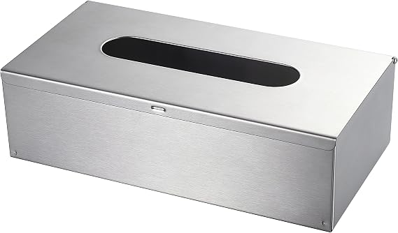 JunSun Rectangular Tissue Box Cover - Napkin Holder, Facial Tissue Storage Box - Decorative Holder for Bathroom, Bedroom, Nightstand, Office - Stainless Steel, Brushed Nickel