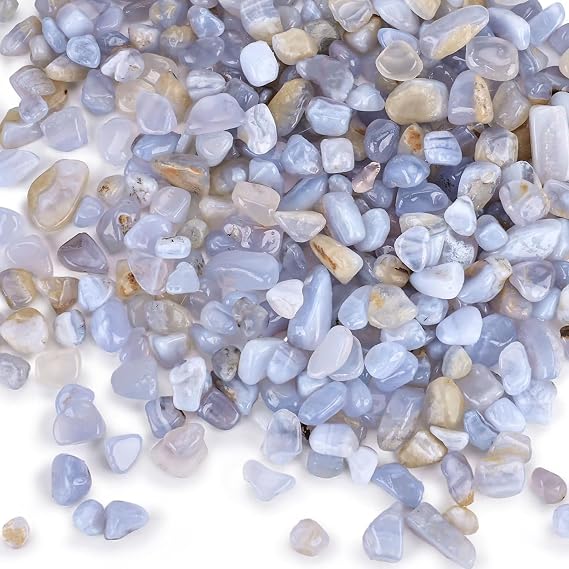 JOHOUSE 1 LB(0.35" - 0.8") Natural Quartz,Blue Pebbles for Vase Filler | Sea Glass for Crafts, Betta Fish Tank Aquarium Decor, Succulent Rocks for Plants Indoor