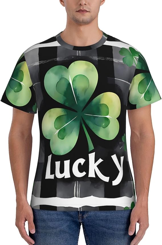 Lucky for Mens t-Shirts,Athletic Running Gym Workout Short Sleeve