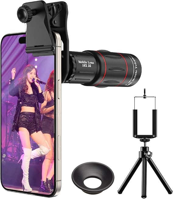 APEXEL Smartphone Telephoto Lens Monocular Live Dedicated 18x / 94g Lightweight/Improved Compatibility Compact, Easy to Carry, Clear and Clear Pictures, Smartphone Lens, Easy to Attach to