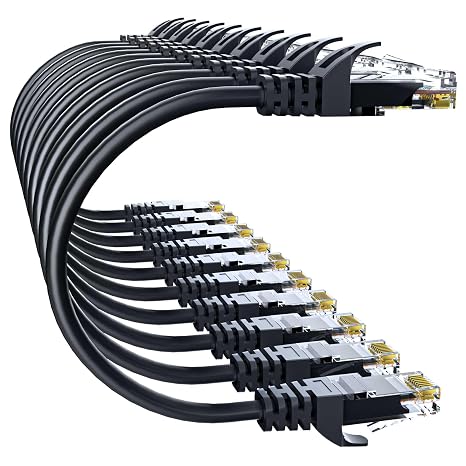 Cat 6 Ethernet Cable 5FT 10Pack, Cat6 Ethernet Patch Cable 10Gbps, High-Speed UTP Cat6 Network Cable Pure Copper, Cat 6 Cable for Home and Office Network, Black