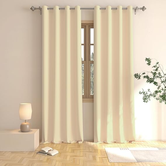 Beige Curtains 100 inches Long Room Darkening Window Curtain Panels Living Room Divider Patio Doorway Sliding Glass Door Grommet Top Thermal Insulated Drapes Bedroom Kitchen Basement 2 Panels 52"x100"