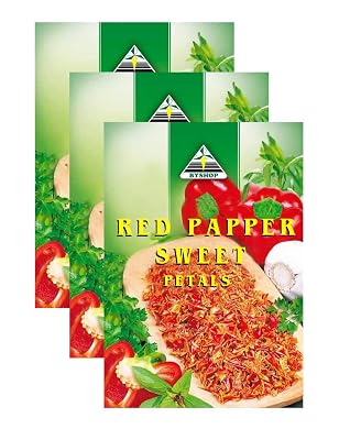 ByShop World Flavors Seasoning Collection | Crushed Red Pepper | Organic Bell Pepper Dried Flakes | Non GMO | Set of 3 Packs | Spice Blends | 1.6 OZ 45 gr. Red Pepper Petals