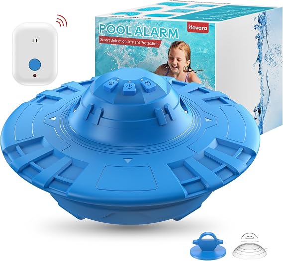 Pool Alarm for Inground & Above Ground Pools Floating Pool Safety Alarm with 110dB Siren, Adjustable Sensitivity, Weatherproof Covers up to 20' x 40' Protects Kids & Pets (Blue)
