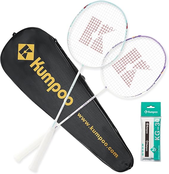 Badminton Set of 2 Rackets with Overgrips and Bag