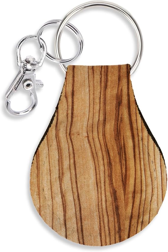 Jolitee Neoprene Compatible with Apple AirTag Case Keychain Durable & Stylish Holder with Secure Ring and Clip (Wood Texture)