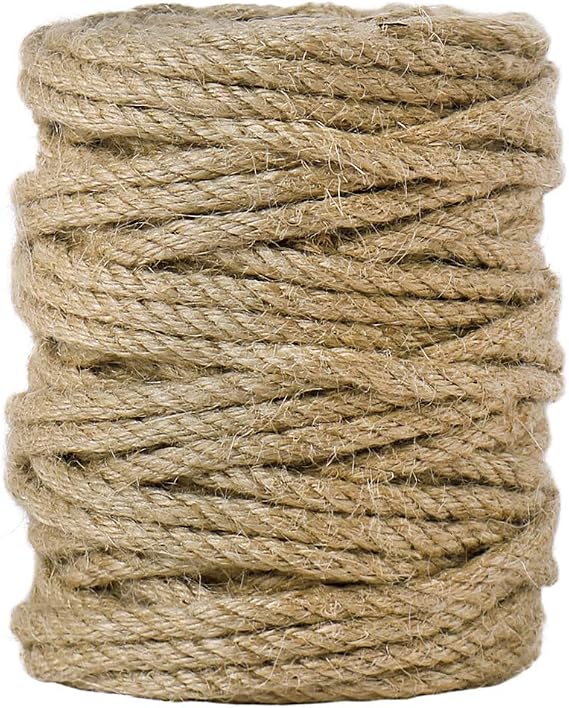 Tenn Well 5mm Natural Jute Twine, 100 Feet 4Ply Twisted Heavy Duty Rope