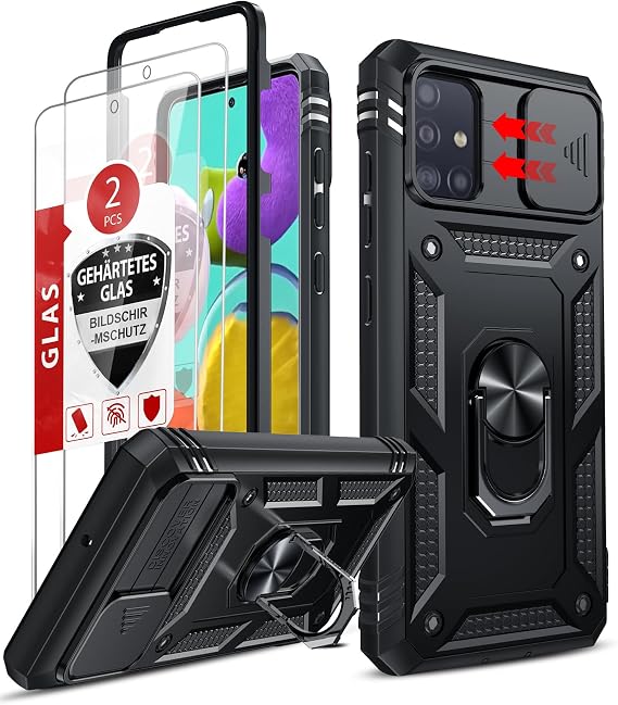 LeYi Compatible for Samsung Galaxy A51 Phone Case 4G Military-Grade, Black