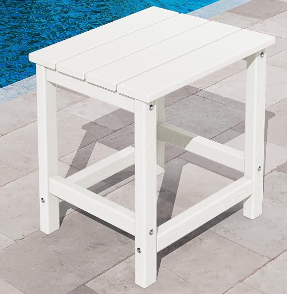 KINGYES Adirondack Outdoor Side Table, White