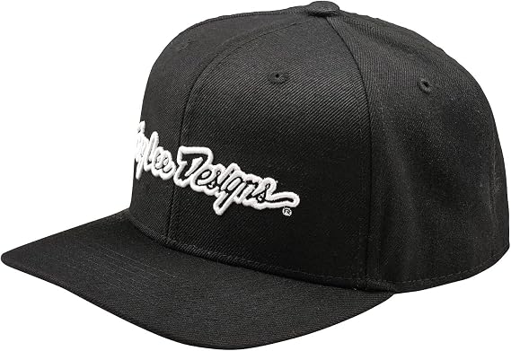 Troy Lee Designs Curved Snapback Hat Cap, Signature Black, OSFA