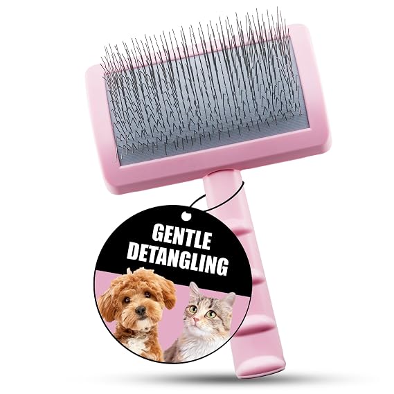 Tauro Pro Line Deshedding Slicker Brush for Dogs & Cats, Small (S), Pink