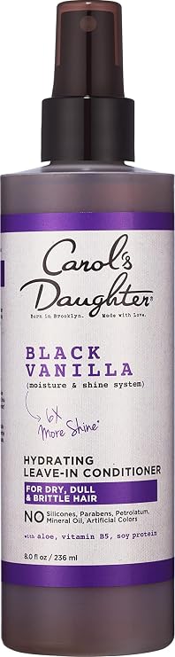 Carol's Daughter Black Vanilla Leave In Conditioner for Curly, Wavy or Natural Hair, Moisturizing Hair Care for Dry, Dull or Brittle Split Ends, 8 Fl Oz