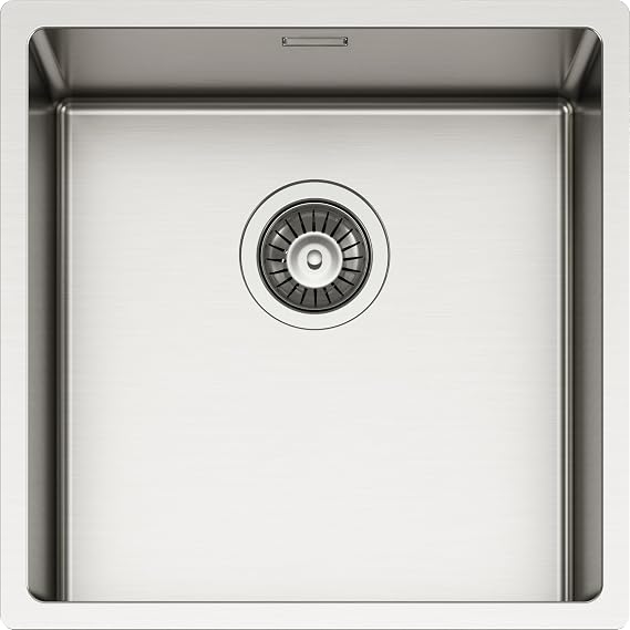 SCHOCK | New Technick N100 Stainless Steel Kitchen Sink, 440 x 440 cm, 400 x 400 cm, 1 Bowl Brushed Stainless Steel, Combinable with Mixers, Hobs, Ovens, Triple Installation