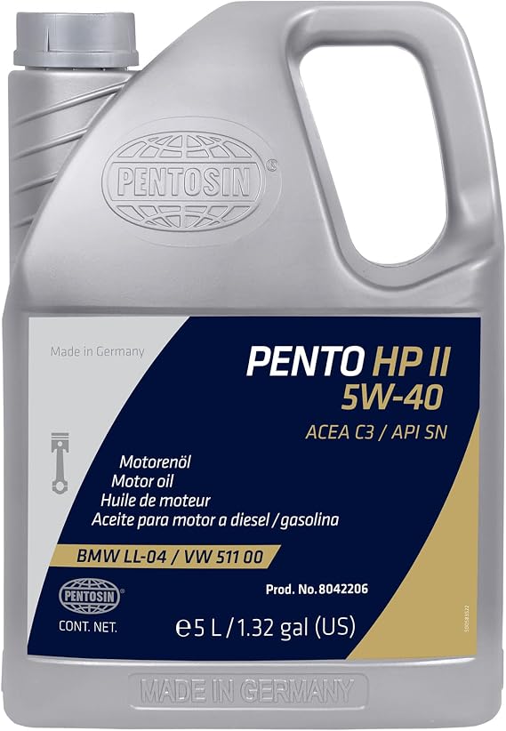 Pentosin 8042206 Pento High Performance II 5W-40 Full Synthetic Motor Oil for Four-Season Use; 5 Liter Jug