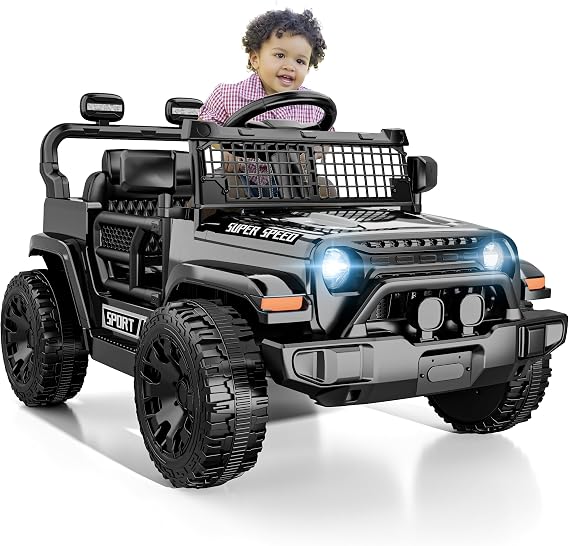 12V Ride on Toys for Kids with Parent Remote Control, Black