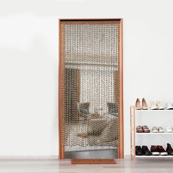 Beaded Curtain for Doorway Handmade Bamboo Wooden Door Beads Hanging Room Divider Curtain,Doorways Multi-Scenario Application Beaded Curtain Bedroom or Balcony,Bamboo and Wooden Beads-Boho Bohemian