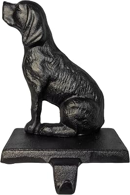 Lulu Decor Cast Iron Dog Stocking Holder - Sturdy Hanger for Mantel | Weighted Cute Stocking Holder for Dogs | Dog Christmas Stocking Holder for Holiday Mantel Decoration, Weight 3 lbs Sitting Dog
