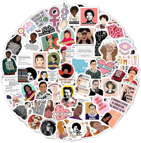 Feminist Stickers for Water Bottle and Laptop - Feminism Party Supplies & Decorations, Female Empowerment & Equality Stickers, Girl Power Waterproof Vinyl Decals, Gifts for Women & Men