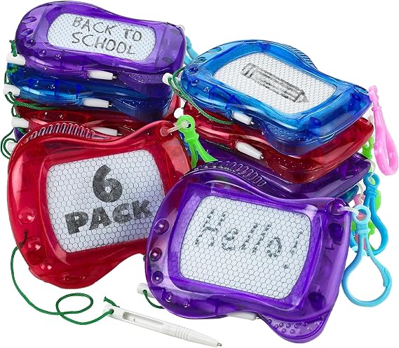 Mini Magnetic Drawing Boards (6-Pack) Erasable Drawing Tablets for Kids