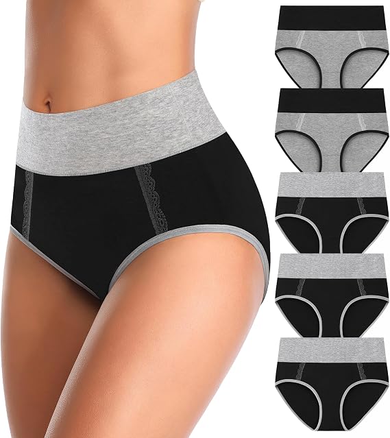 MISSWHO Cotton High Waisted Womens Underwear Soft Stretch Breathable Full Coverage Ladies Panties(Regular & Plus Size)