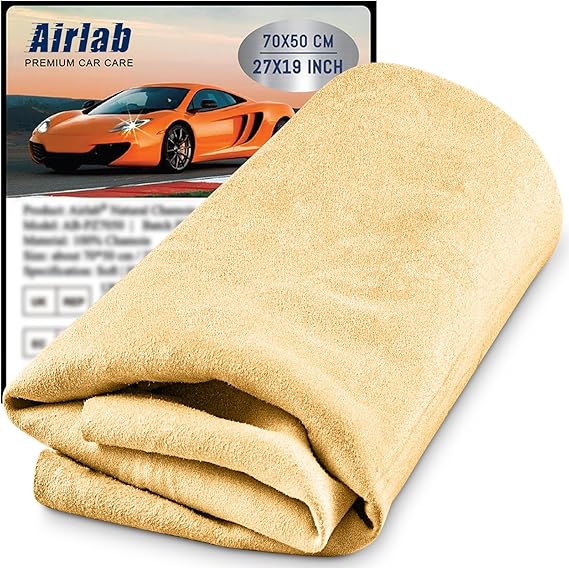 Chamois Cloth for Car 20'' x 27.6'' (3.7 sq ft) Shammy Towel Car Wash Drying Towel Absorbent Real Leather Lint Free Streak Free Cleaning Cloth | Car Wash Drying Towel Absorbent Real Leather Lint Free Streak Free Cleaning Cloth